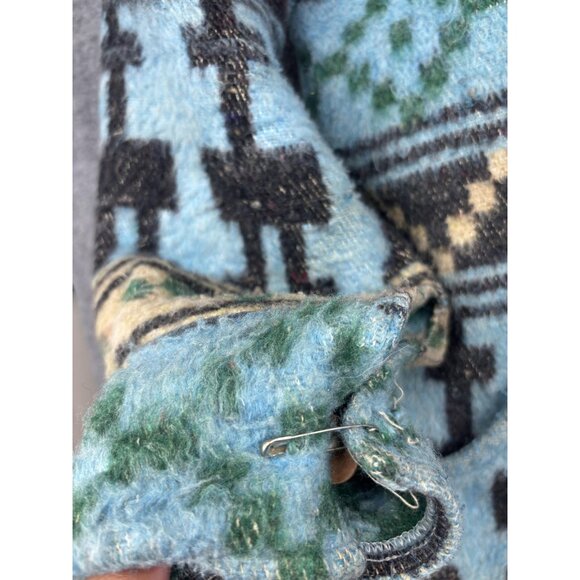 Vintage Amos & Andes Sweater Mens Large Alpaca Llama Pattern Hooded Wool 90s - Picture 9 of 10